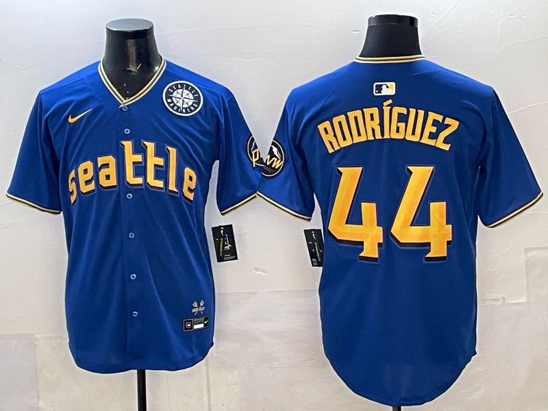 Men 2025 Seattle Mariners #44 Rodriguez Blue City Edition Nike MLB Jersey 37